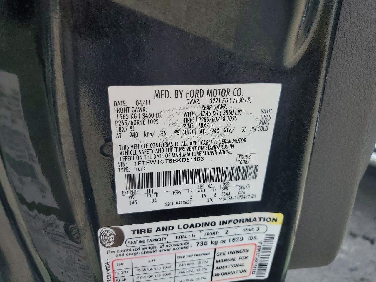 2011 FORD F150