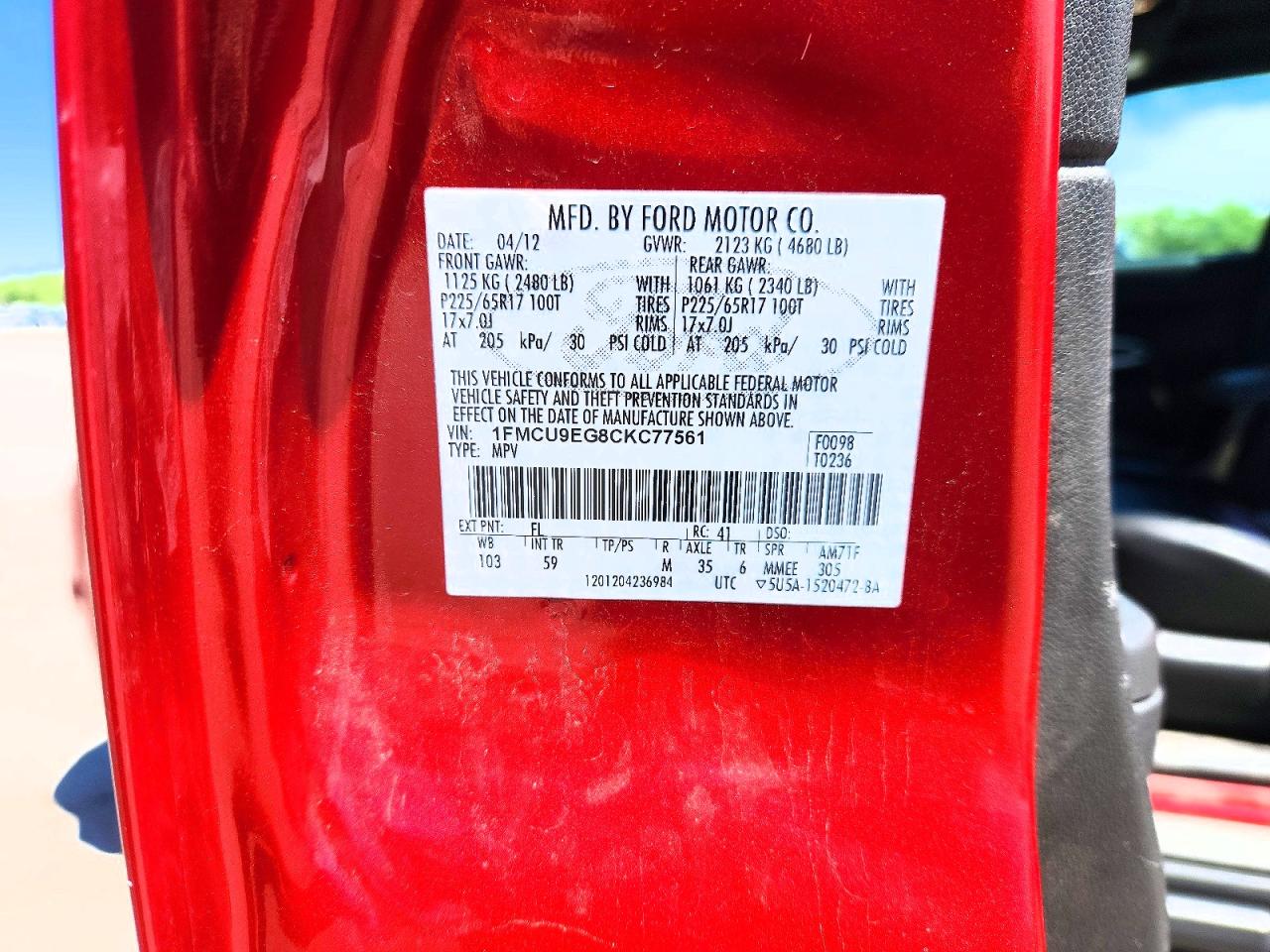 2012 FORD ESCAPE