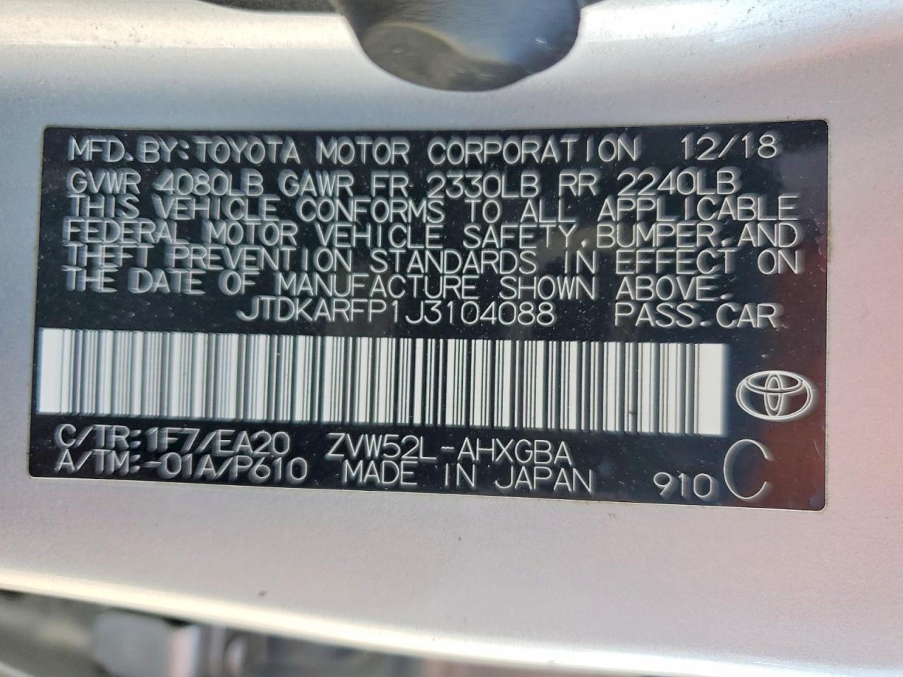 2018 TOYOTA PRIUS