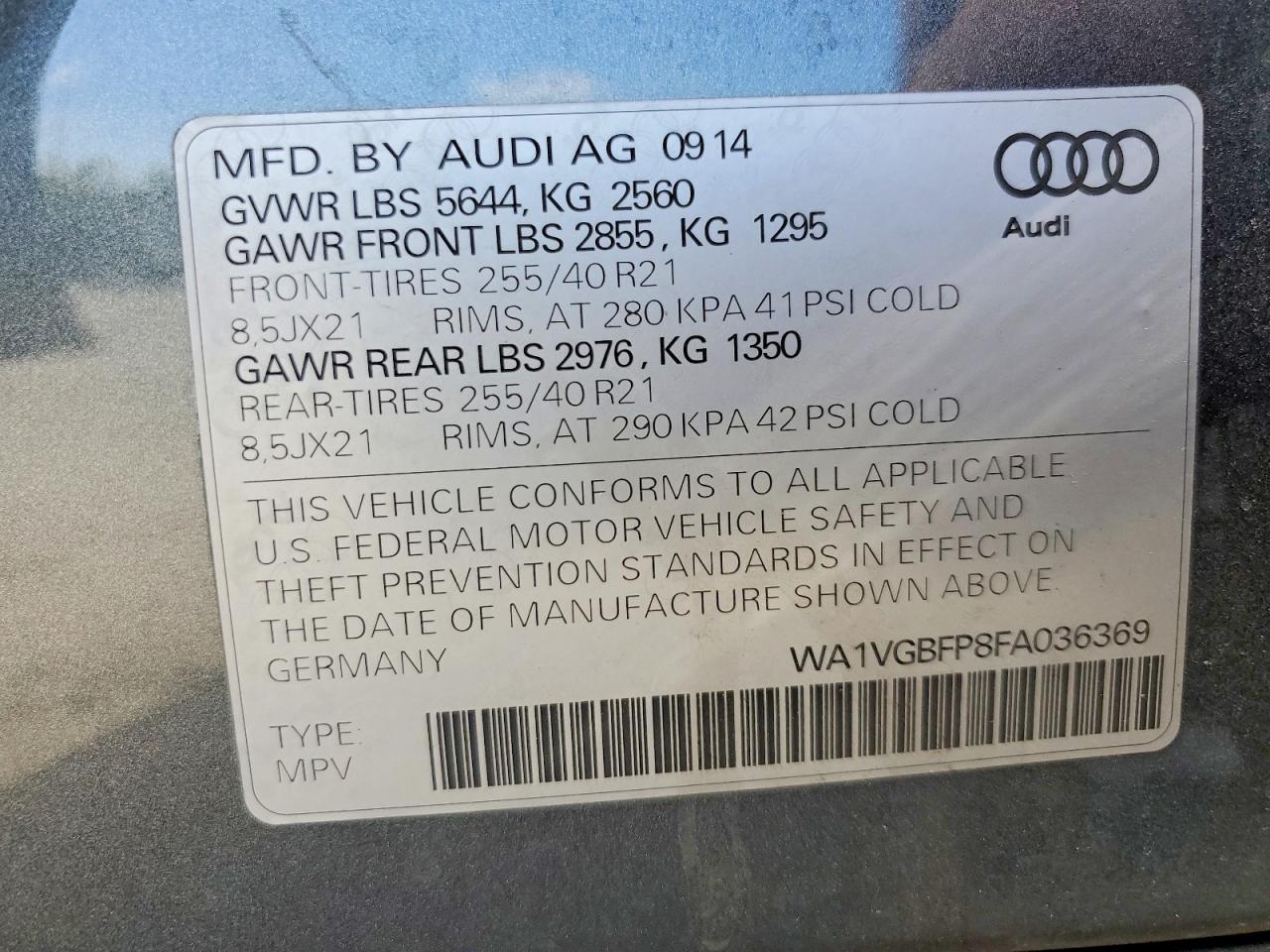 2015 AUDI SQ5