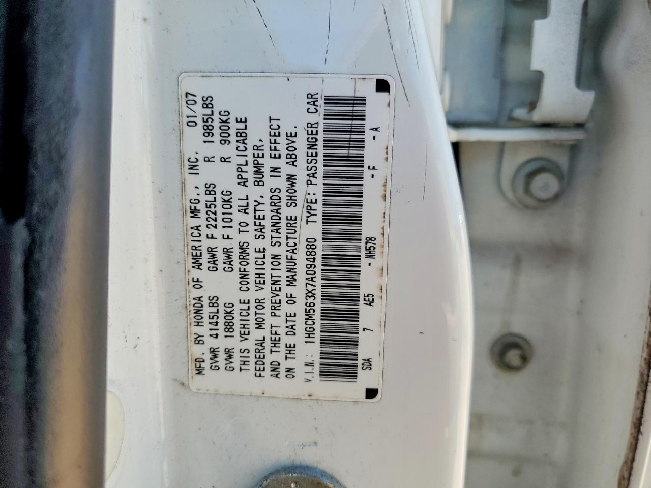 2007 HONDA ACCORD