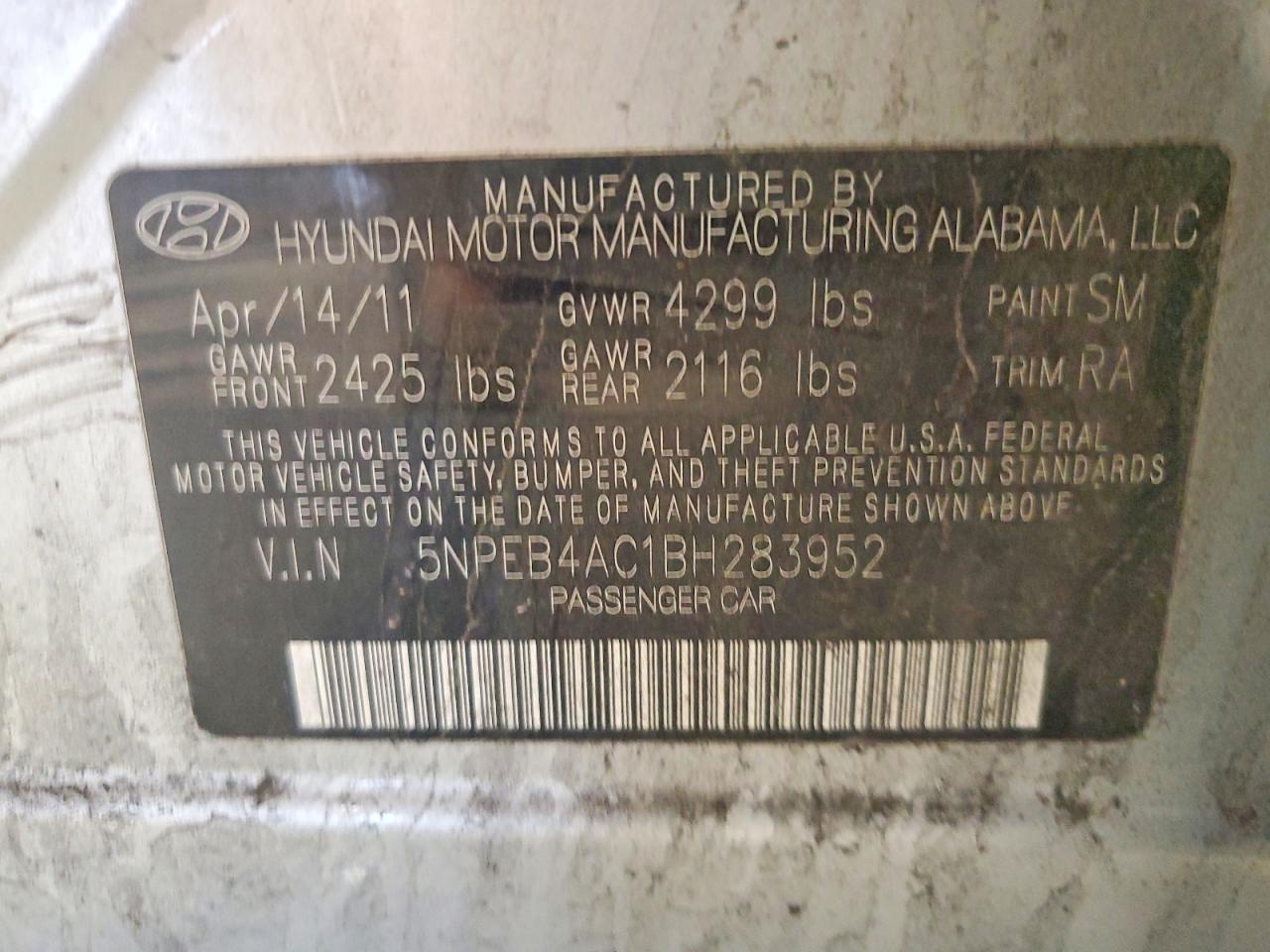 2011 HYUNDAI SONATA