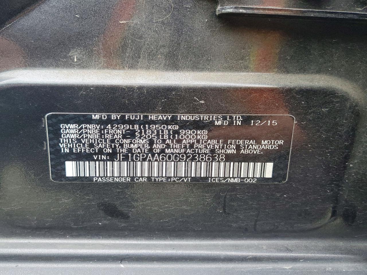 2016 SUBARU IMPREZA