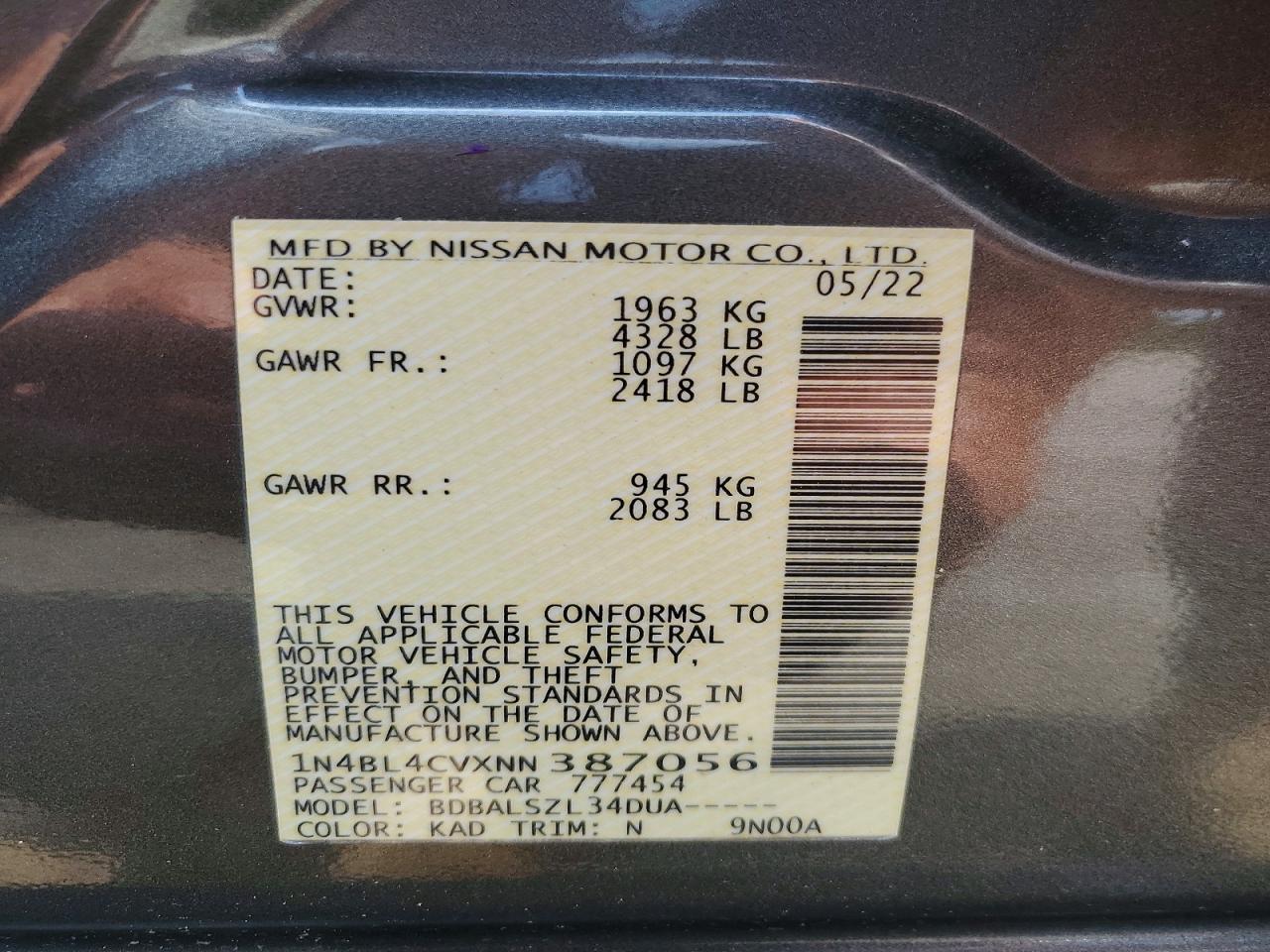 2022 NISSAN ALTIMA