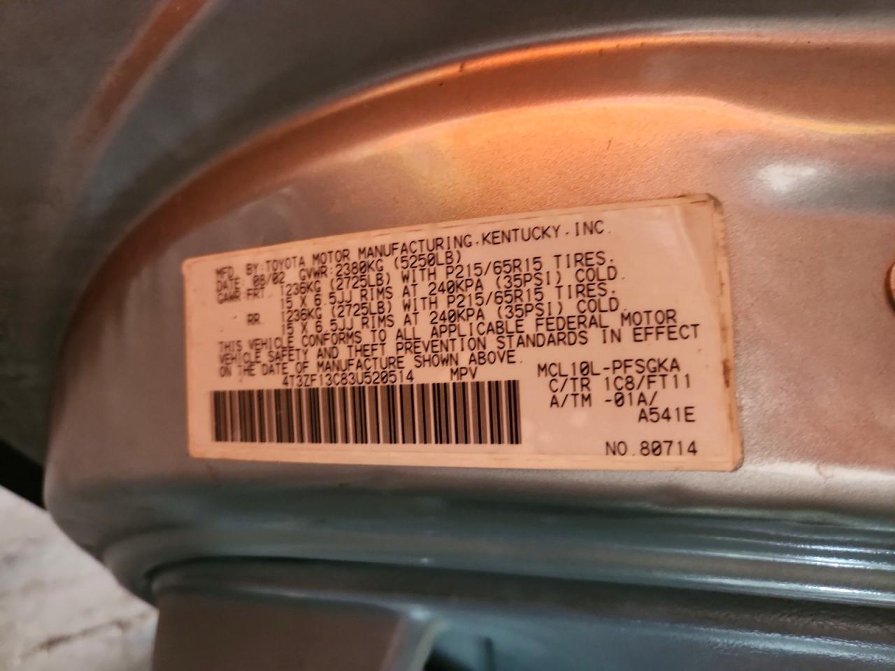 2003 TOYOTA SIENNA