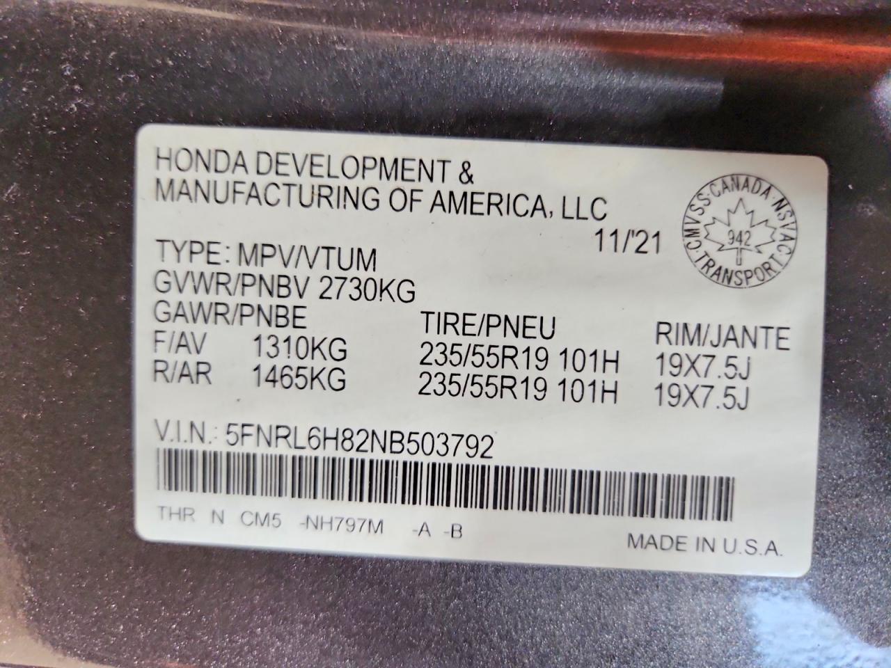 2022 HONDA ODYSSEY