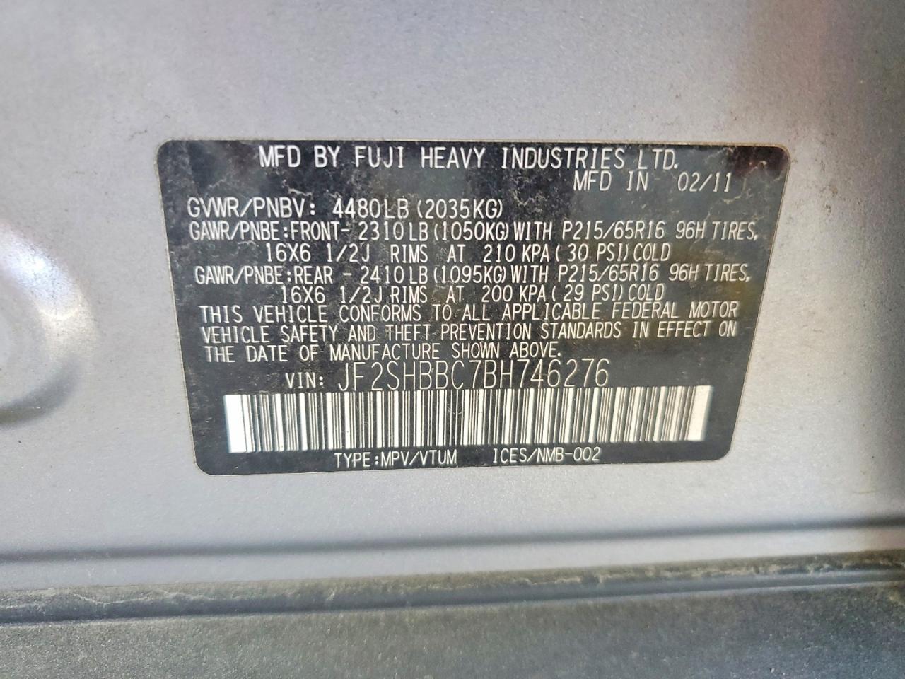 2011 SUBARU FORESTER