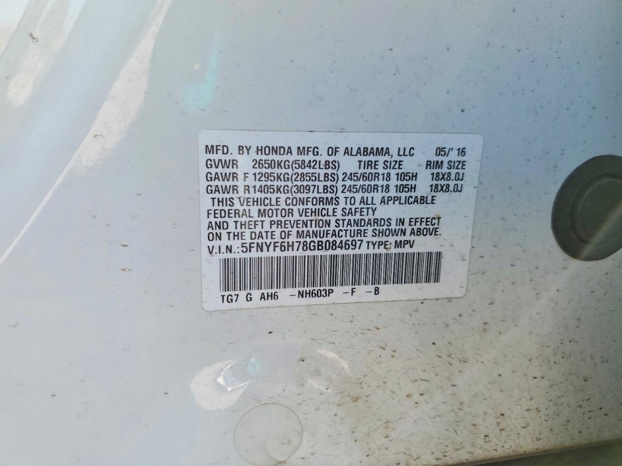 2016 HONDA PILOT