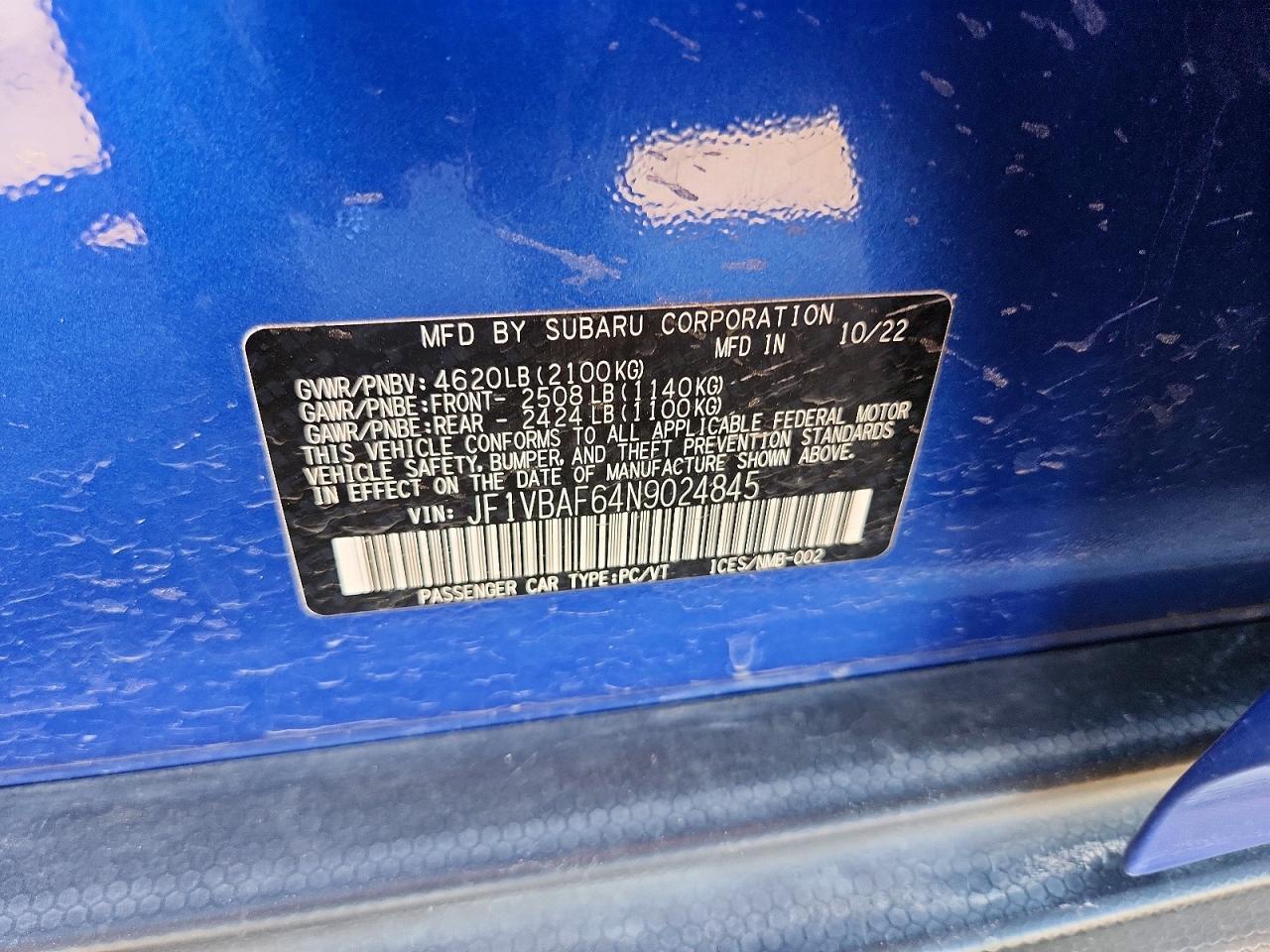 2022 SUBARU WRX