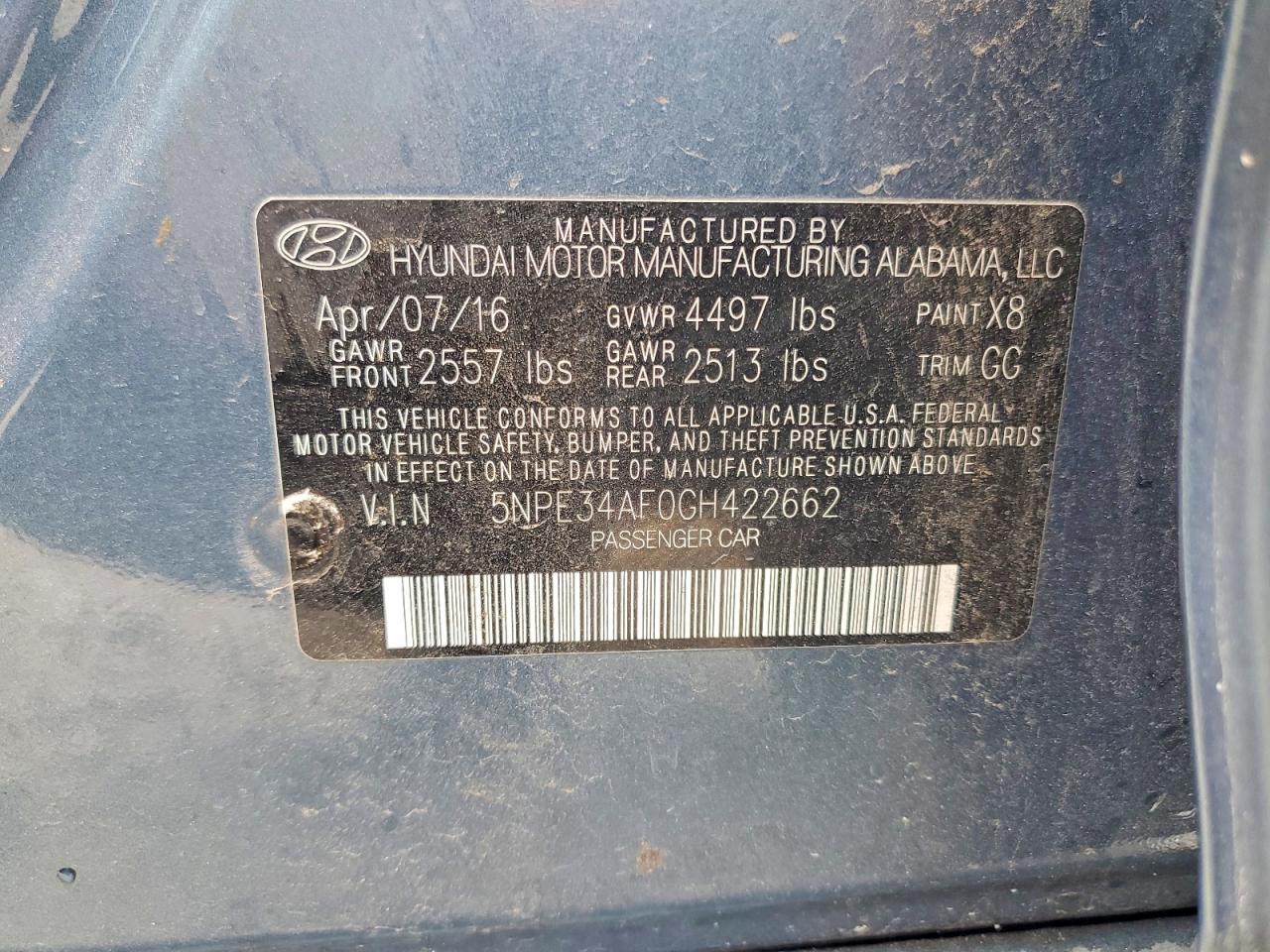 2016 HYUNDAI SONATA