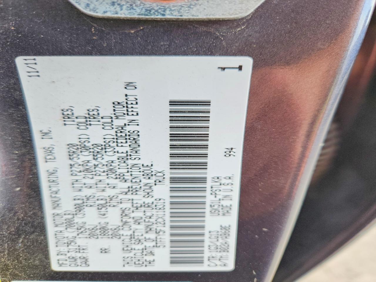 2012 TOYOTA TUNDRA