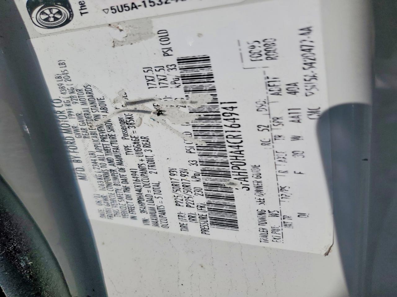 2012 FORD FUSION