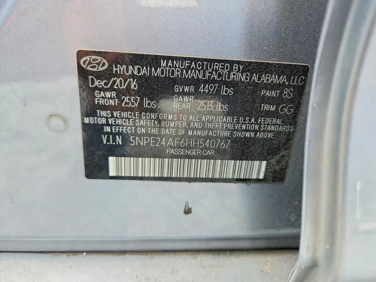 2017 HYUNDAI SONATA