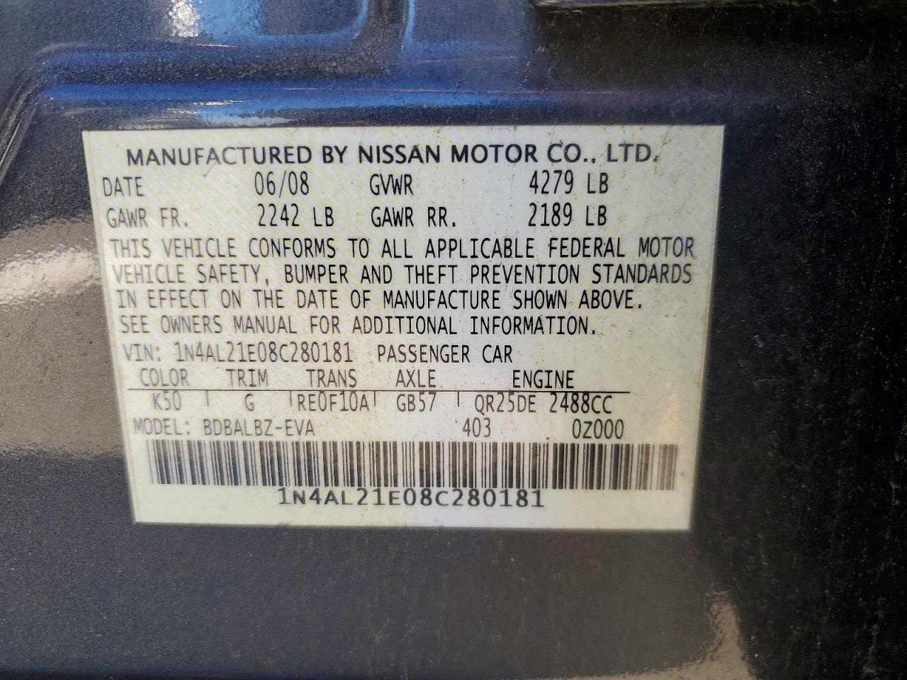 2008 NISSAN ALTIMA