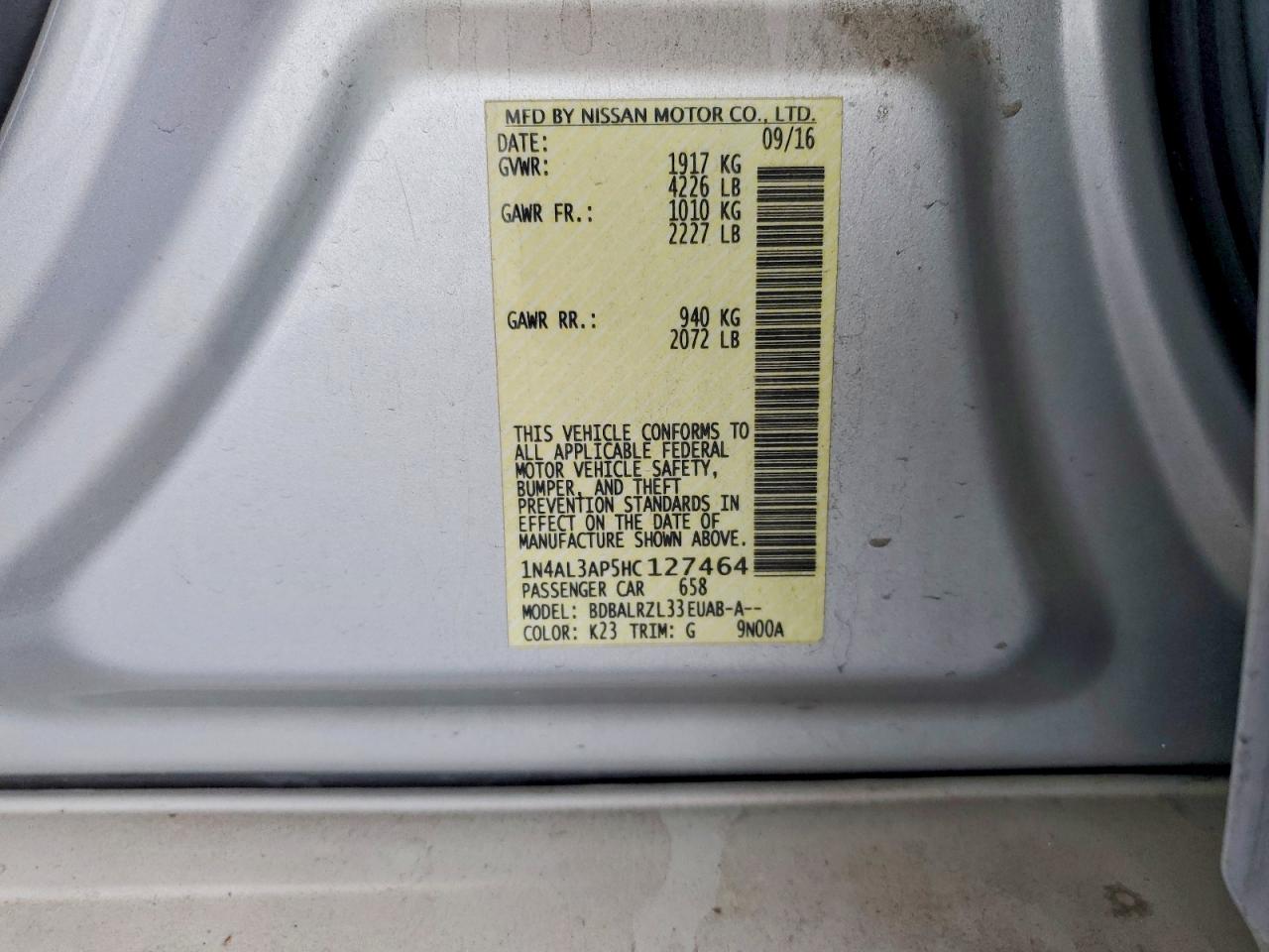 2017 NISSAN ALTIMA