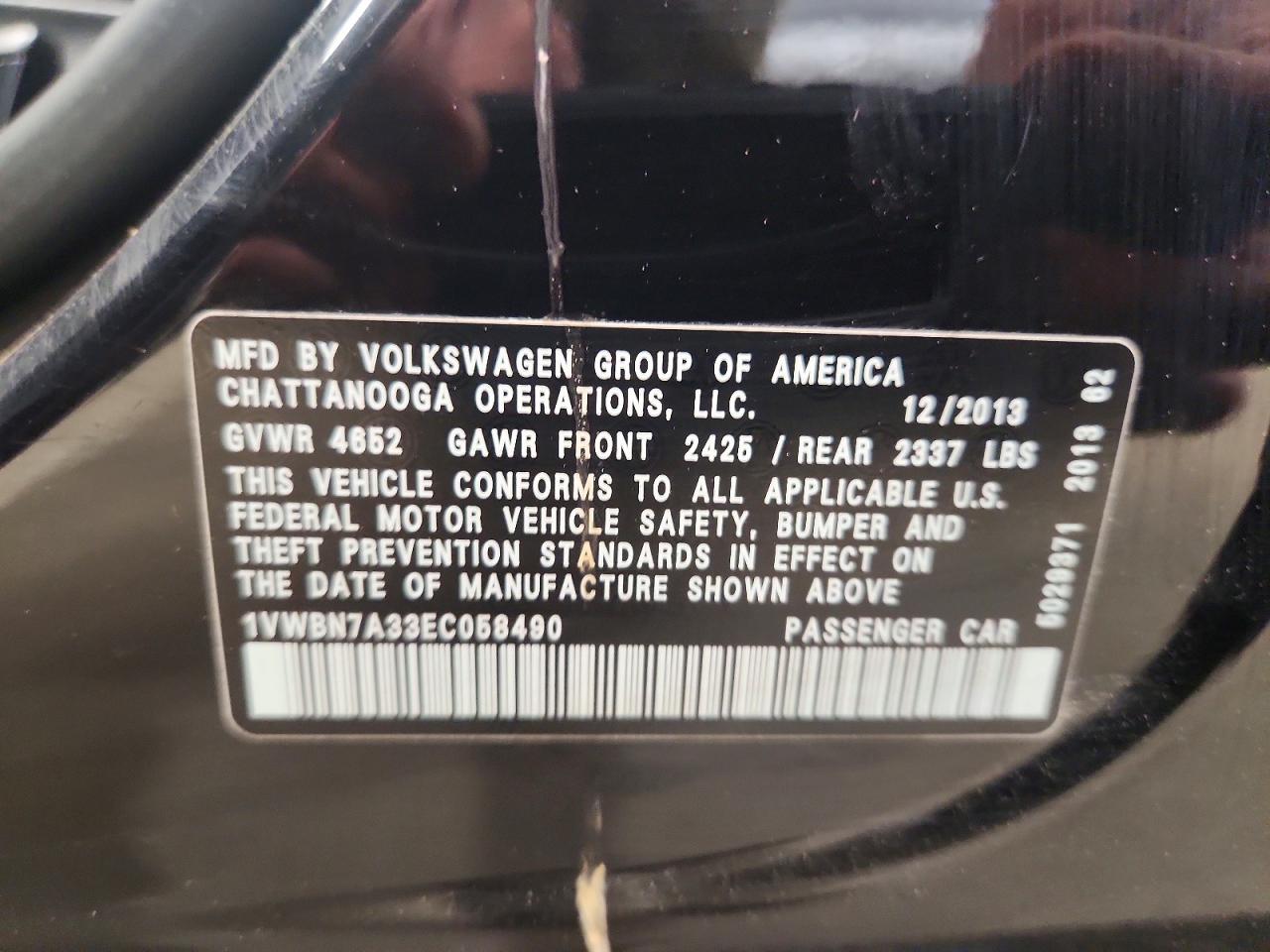 2014 VOLKSWAGEN PASSAT