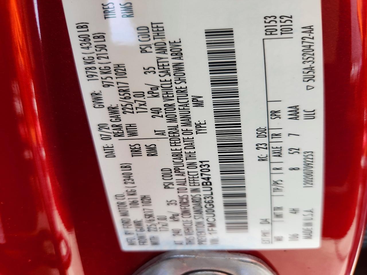 2020 FORD ESCAPE