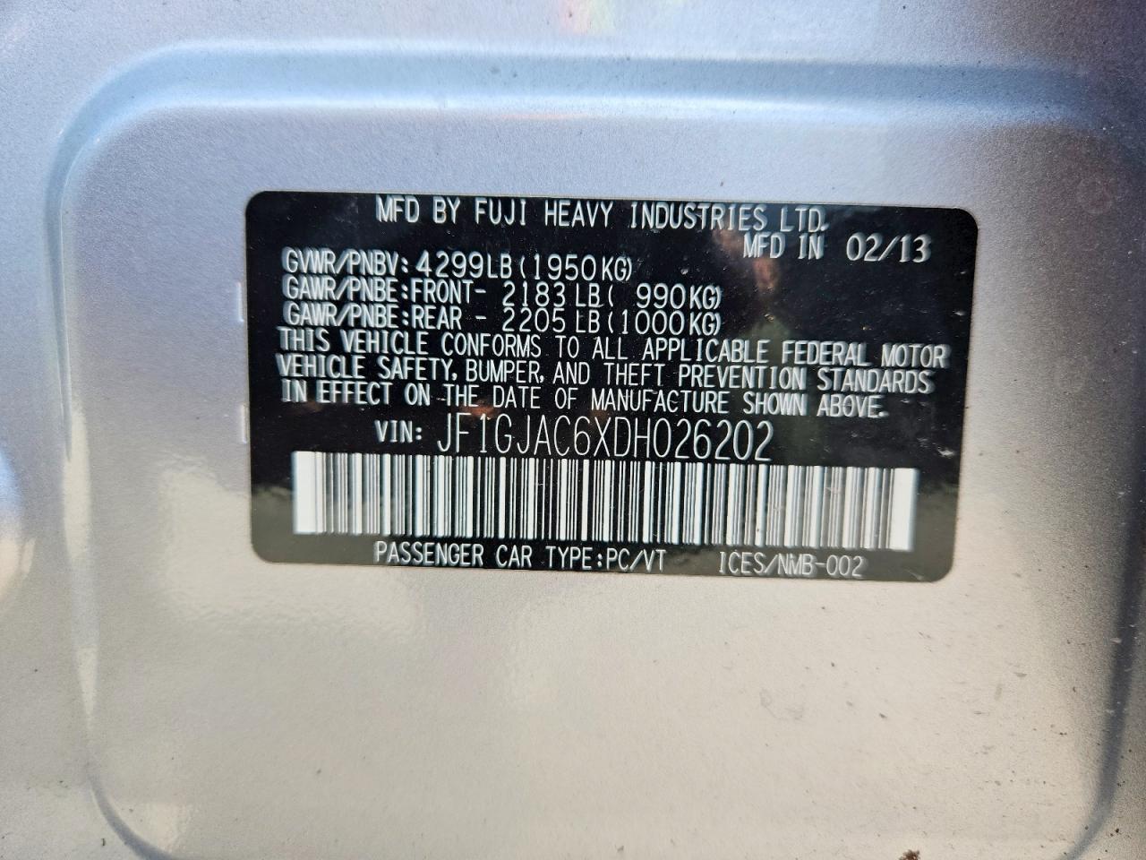 2013 SUBARU IMPREZA