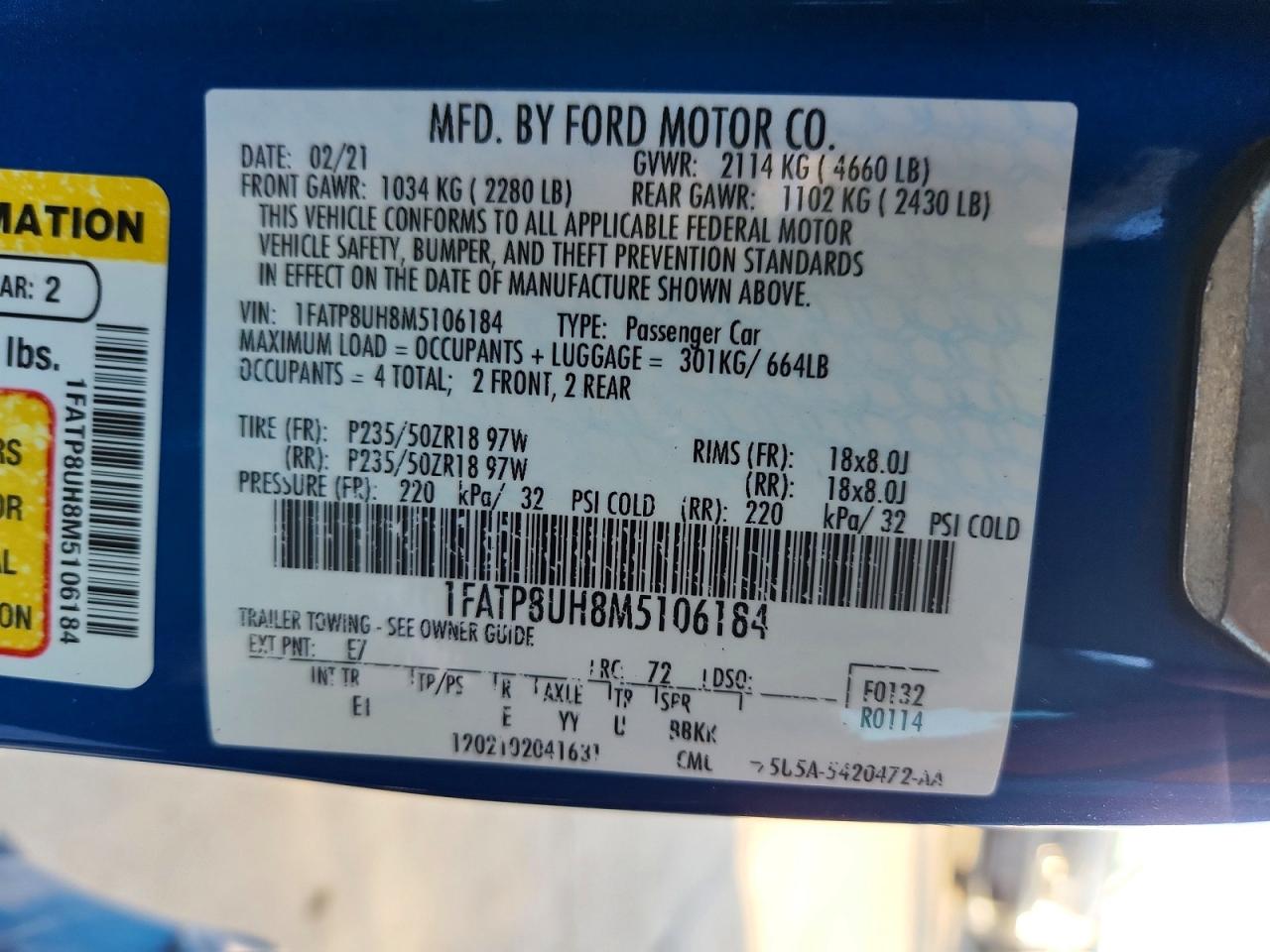 2021 FORD MUSTANG