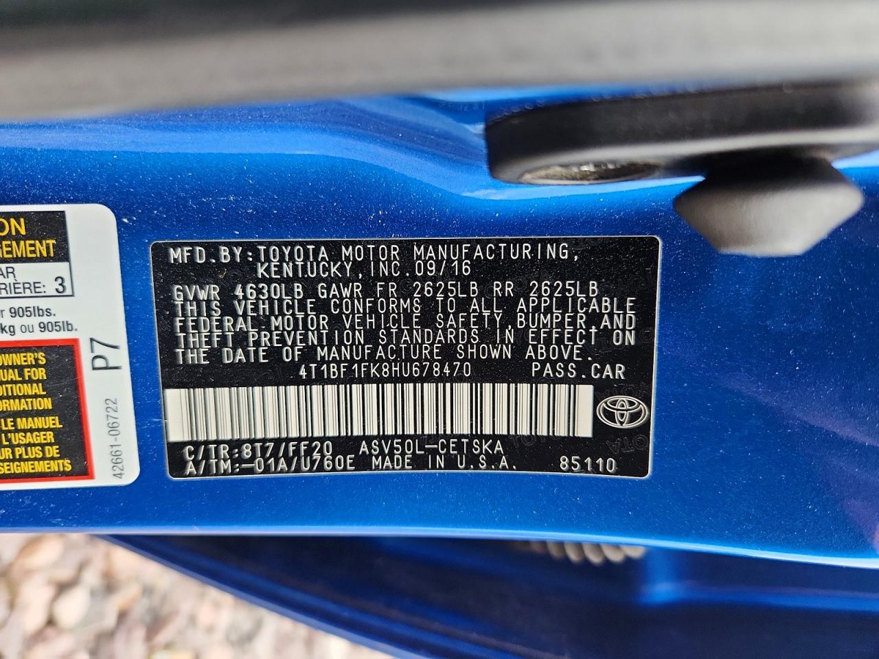 2017 TOYOTA CAMRY