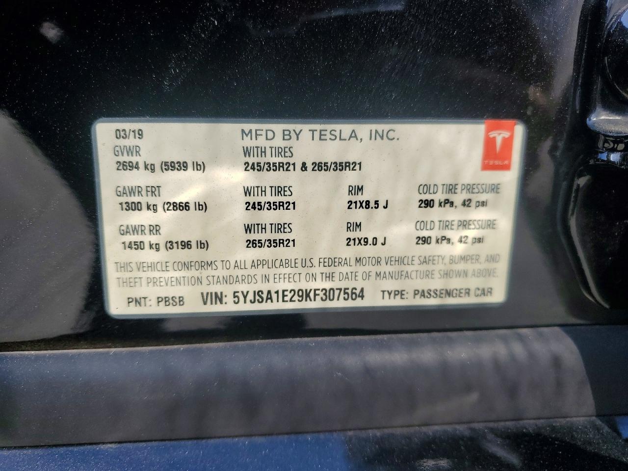 2019 TESLA MODEL S