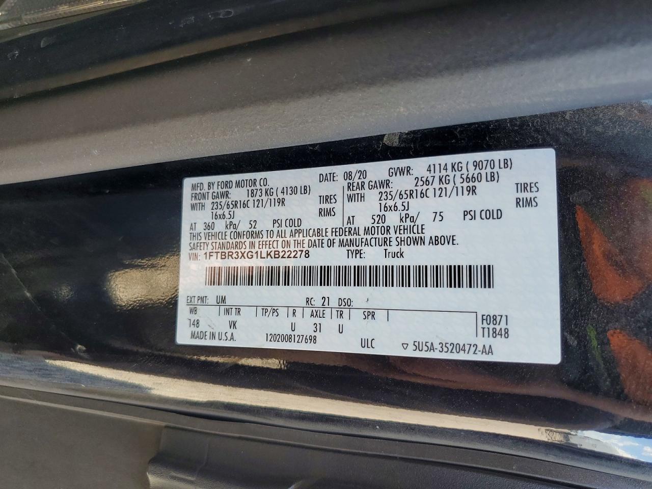 2020 FORD TRANSIT