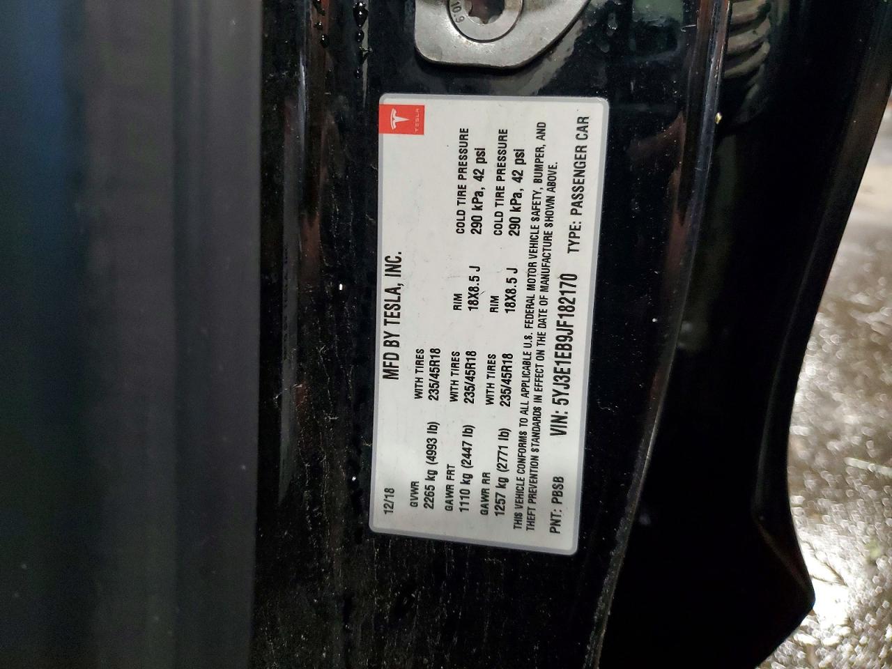 2018 TESLA MODEL 3