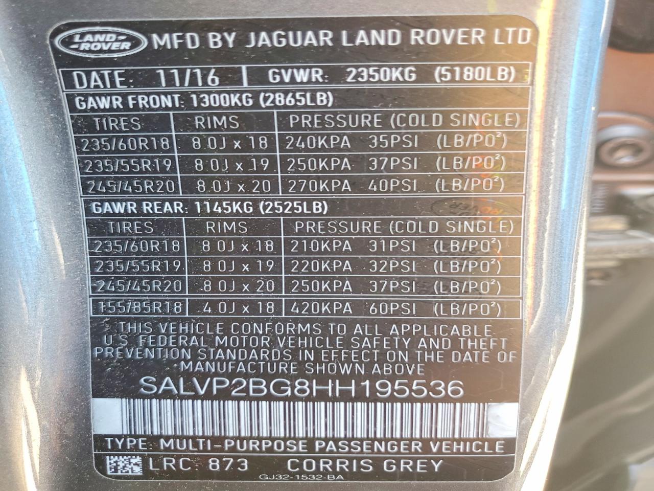 2017 LAND ROVER RANGEROVER