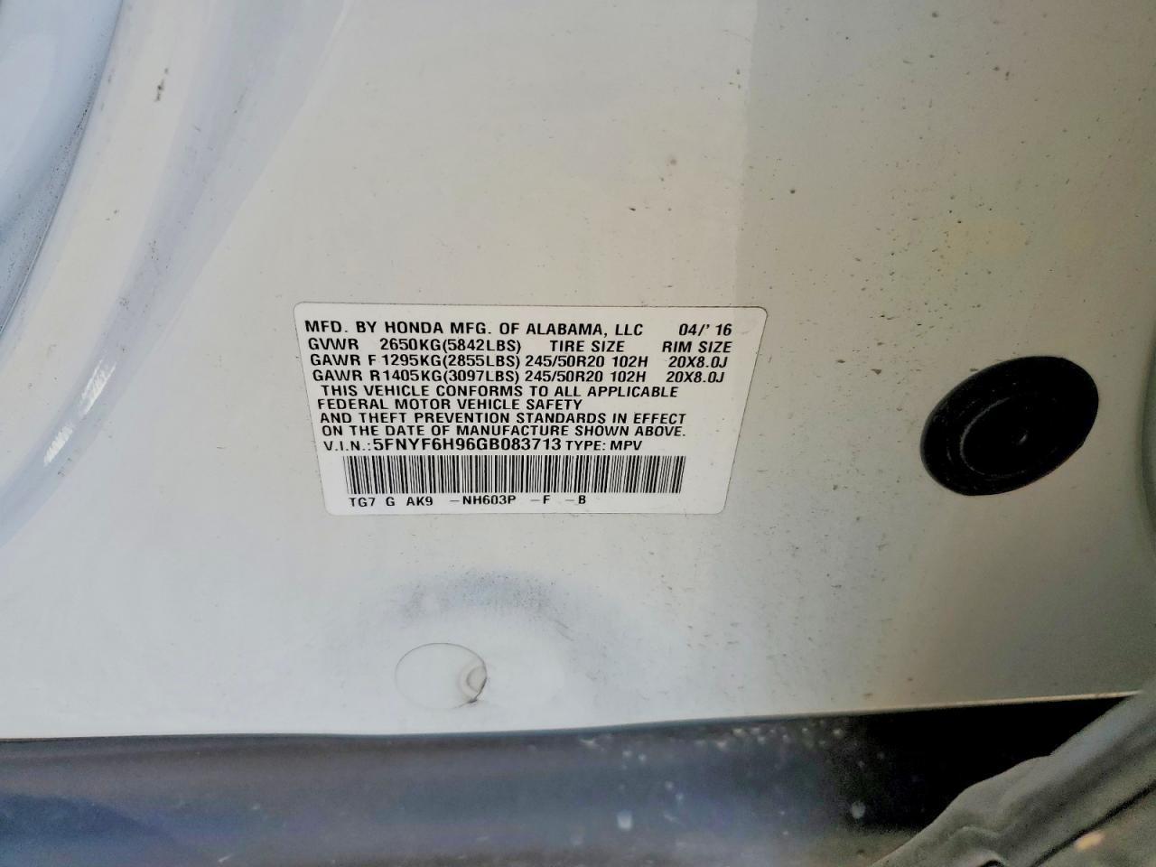 2016 HONDA PILOT