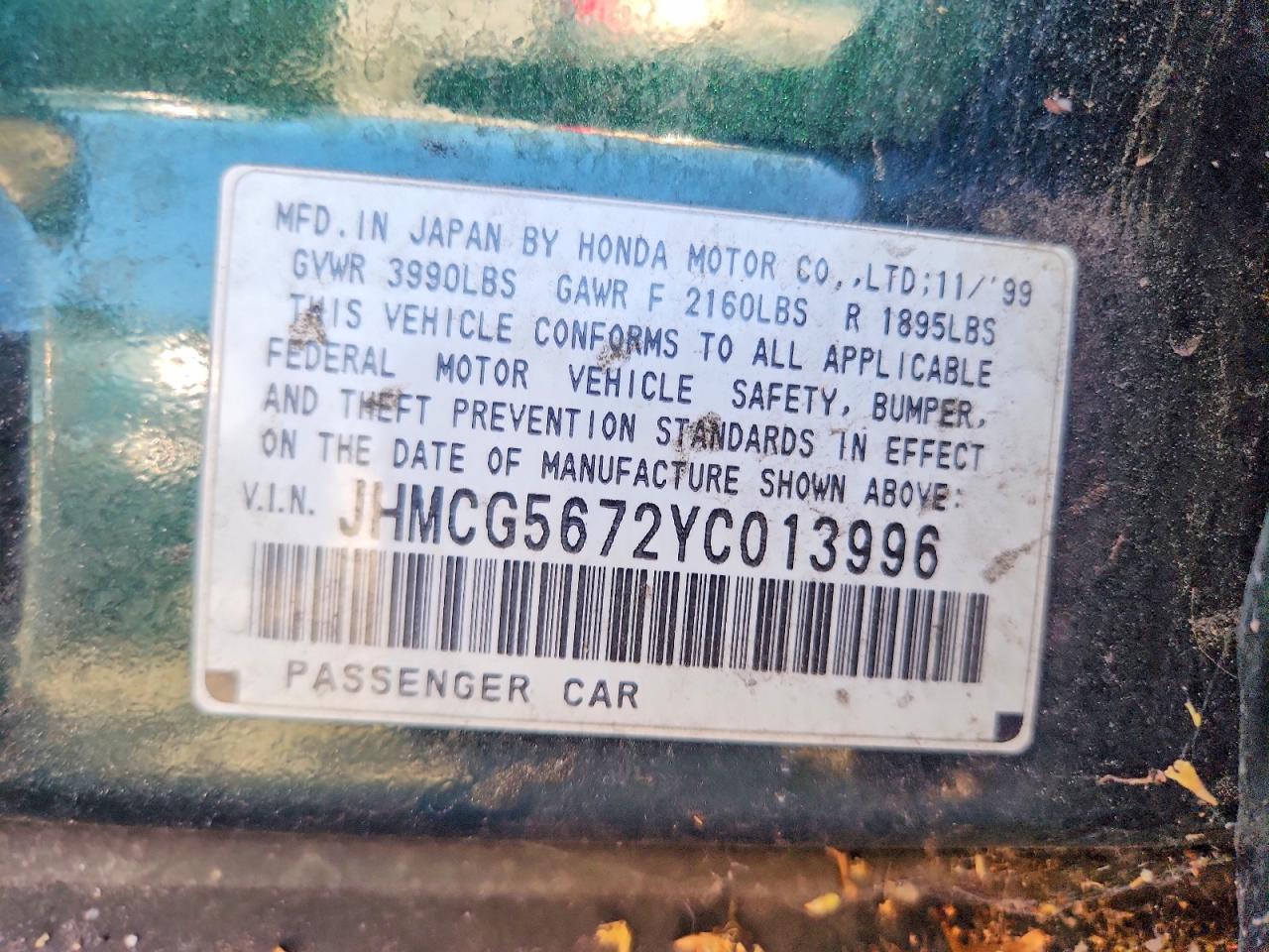 2000 HONDA ACCORD