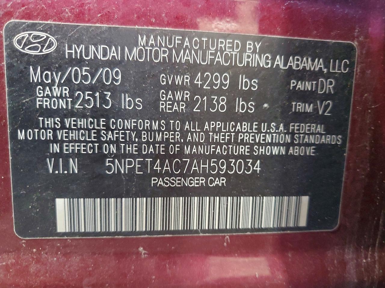 2010 HYUNDAI SONATA