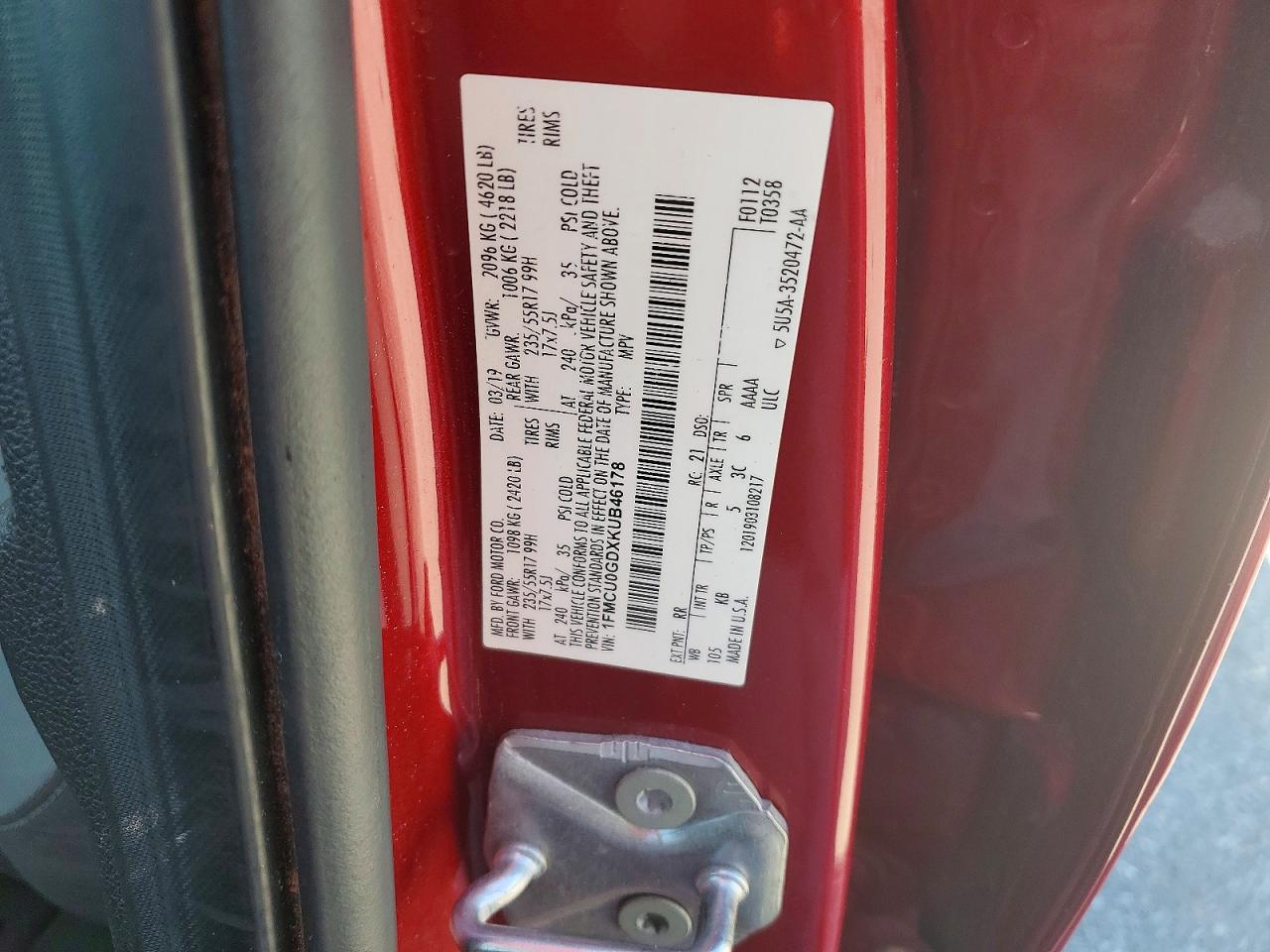 2019 FORD ESCAPE