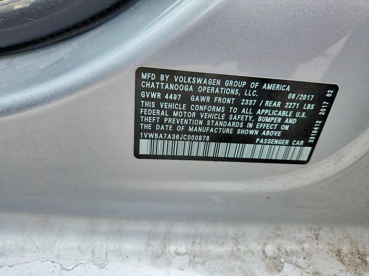 2018 VOLKSWAGEN PASSAT