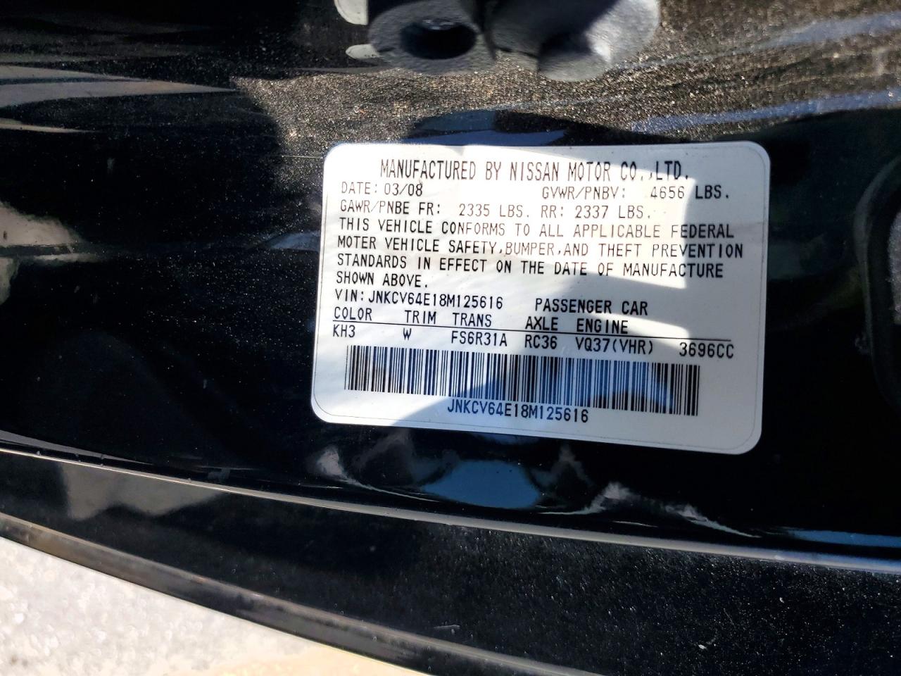 2008 INFINITI G37