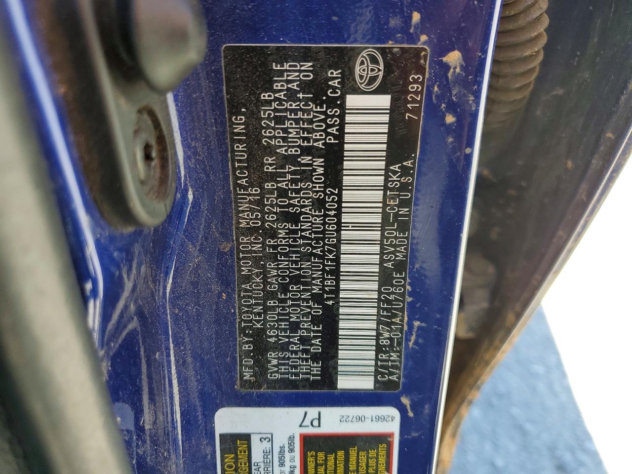 2016 TOYOTA CAMRY