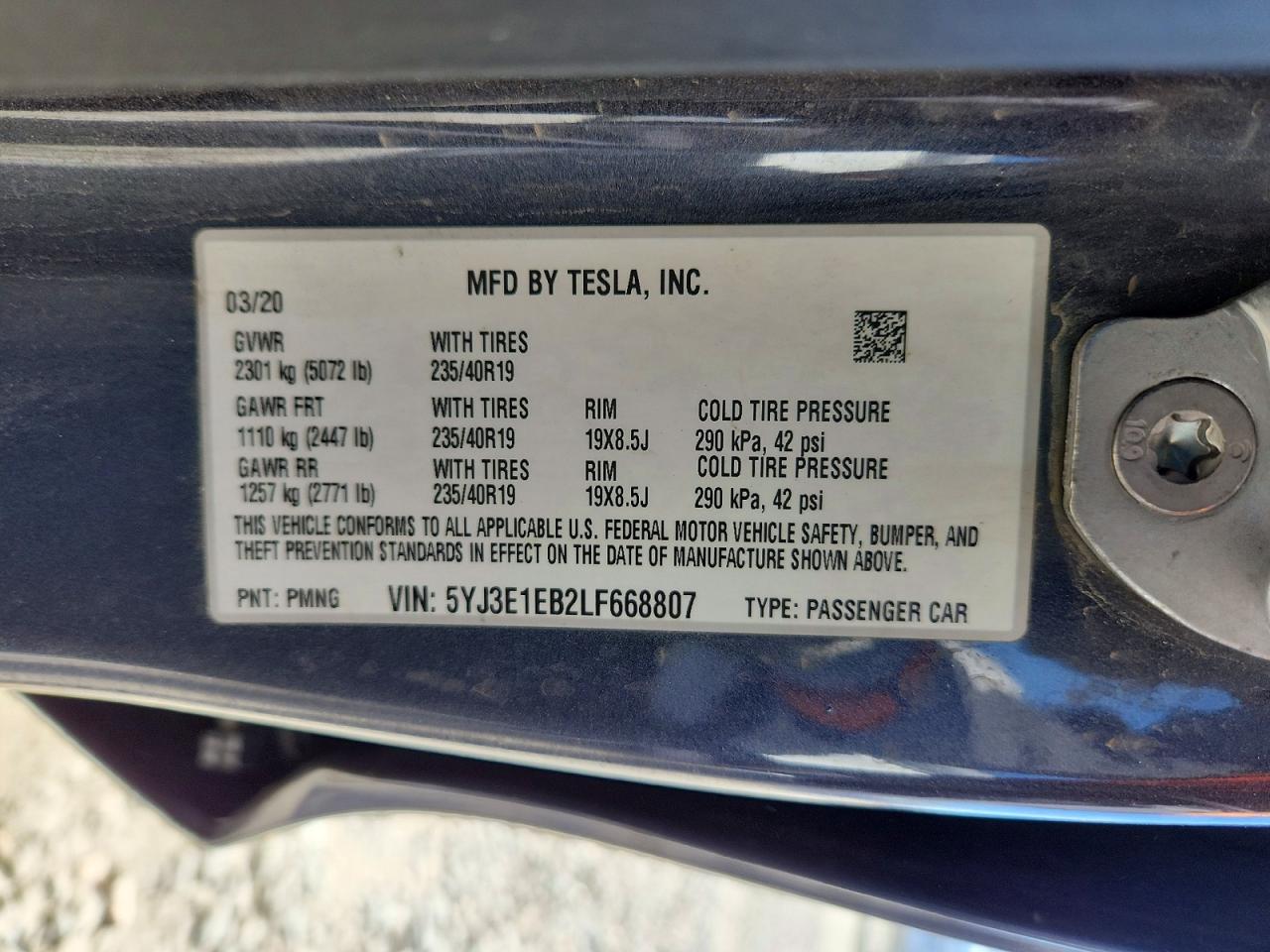 2020 TESLA MODEL 3