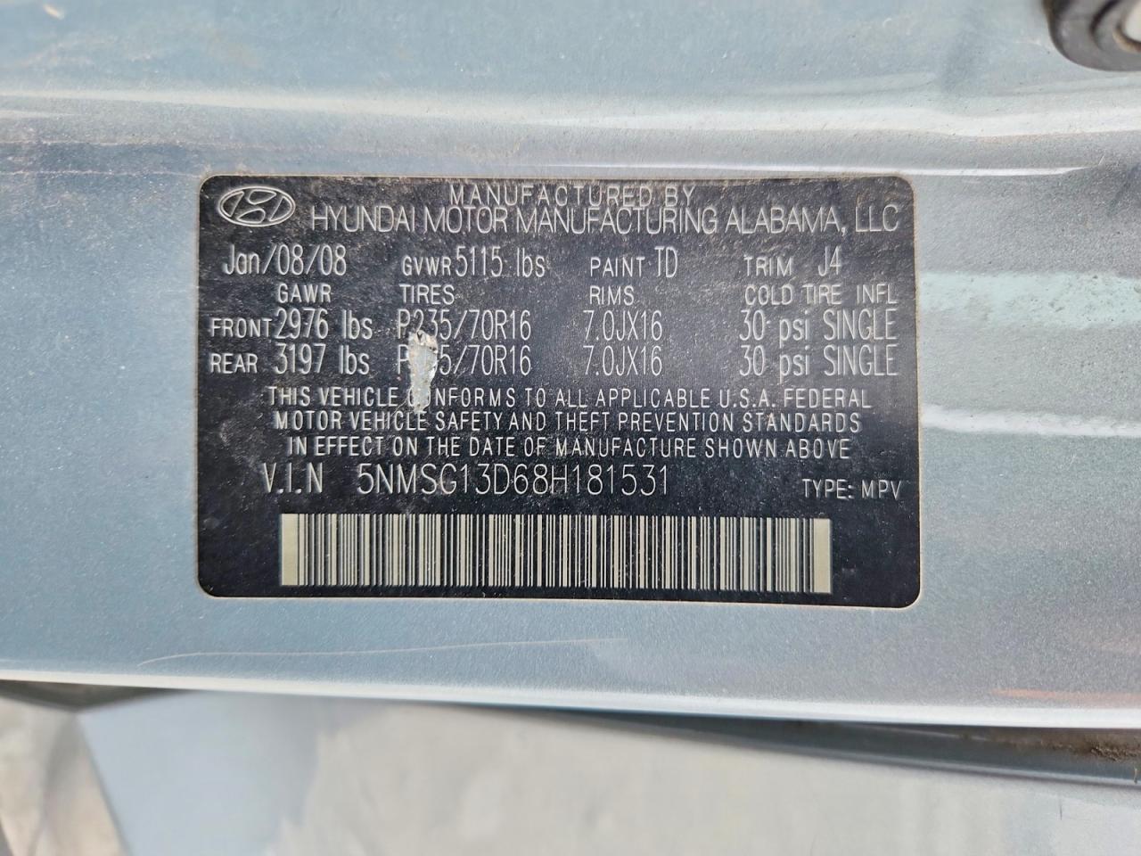 2008 HYUNDAI SANTA FE