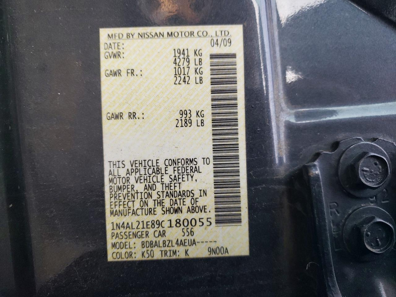2009 NISSAN ALTIMA
