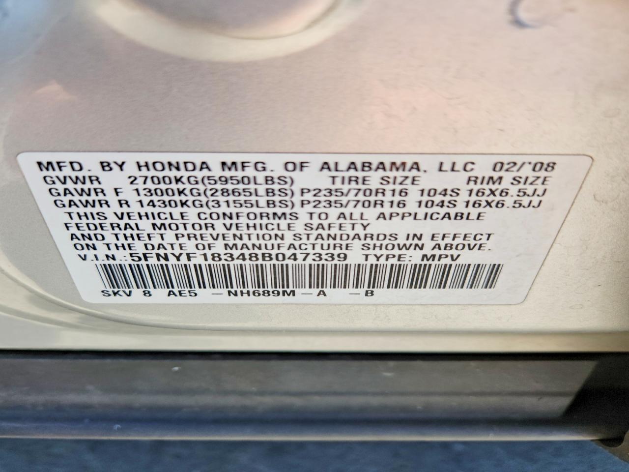 2008 HONDA PILOT