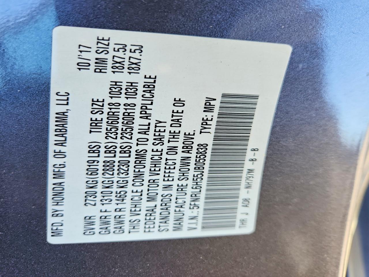 2018 HONDA ODYSSEY