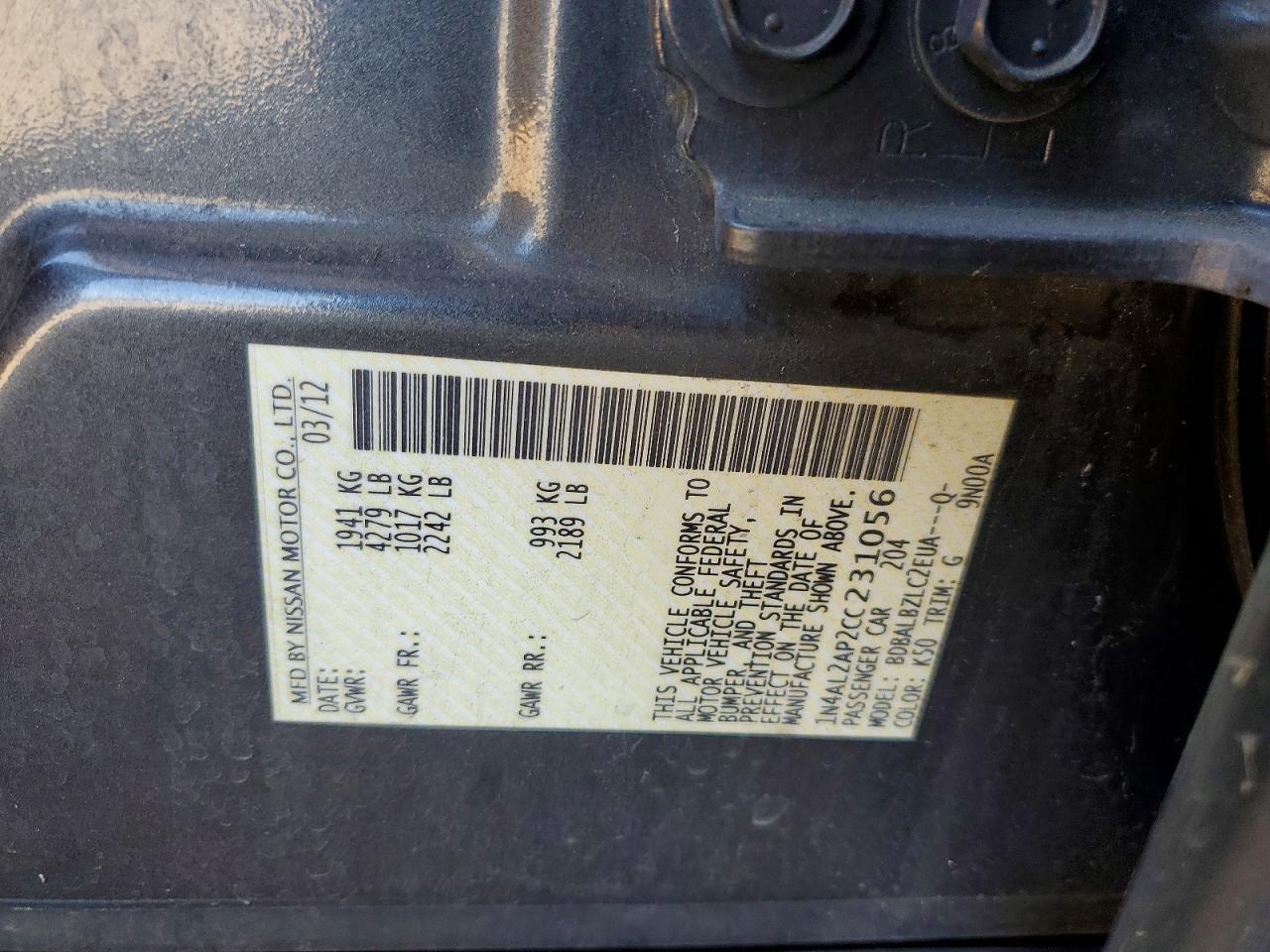 2012 NISSAN ALTIMA
