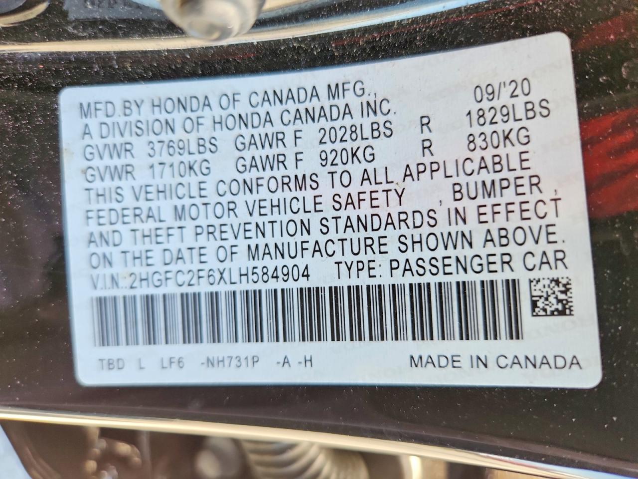 2020 HONDA CIVIC