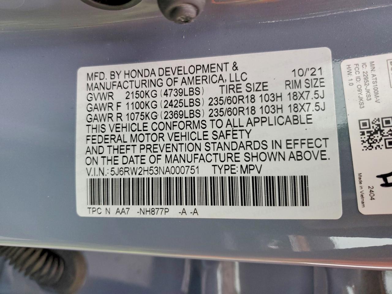 2022 HONDA CRV