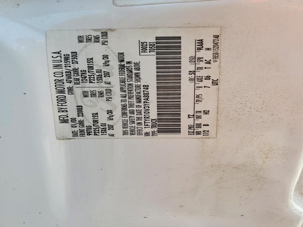 2000 FORD RANGER