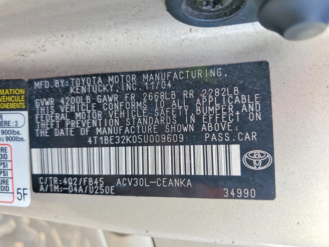 2005 TOYOTA CAMRY