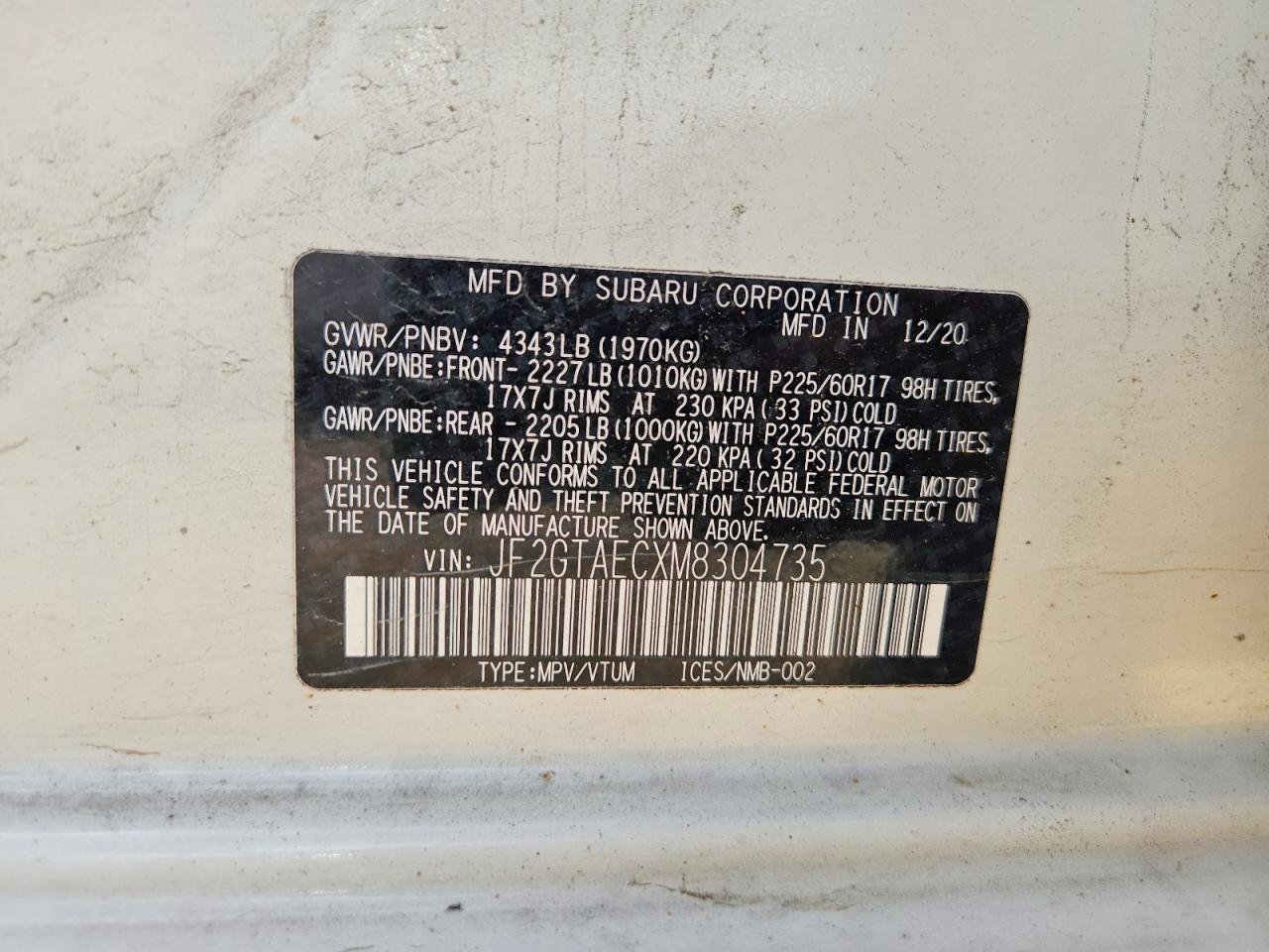2021 SUBARU CROSSTREK