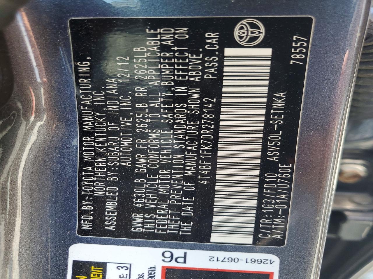 2013 TOYOTA CAMRY