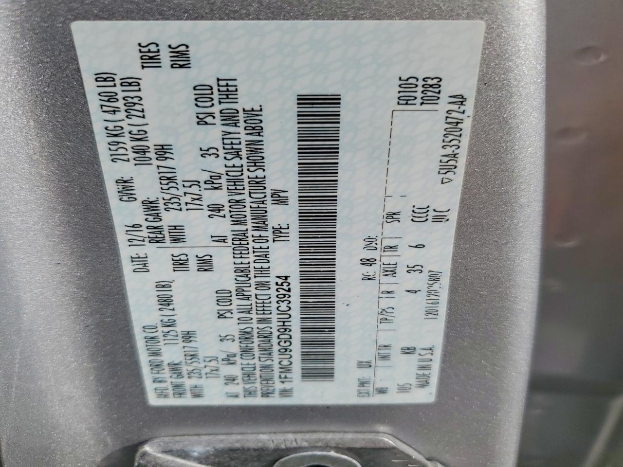 2017 FORD ESCAPE