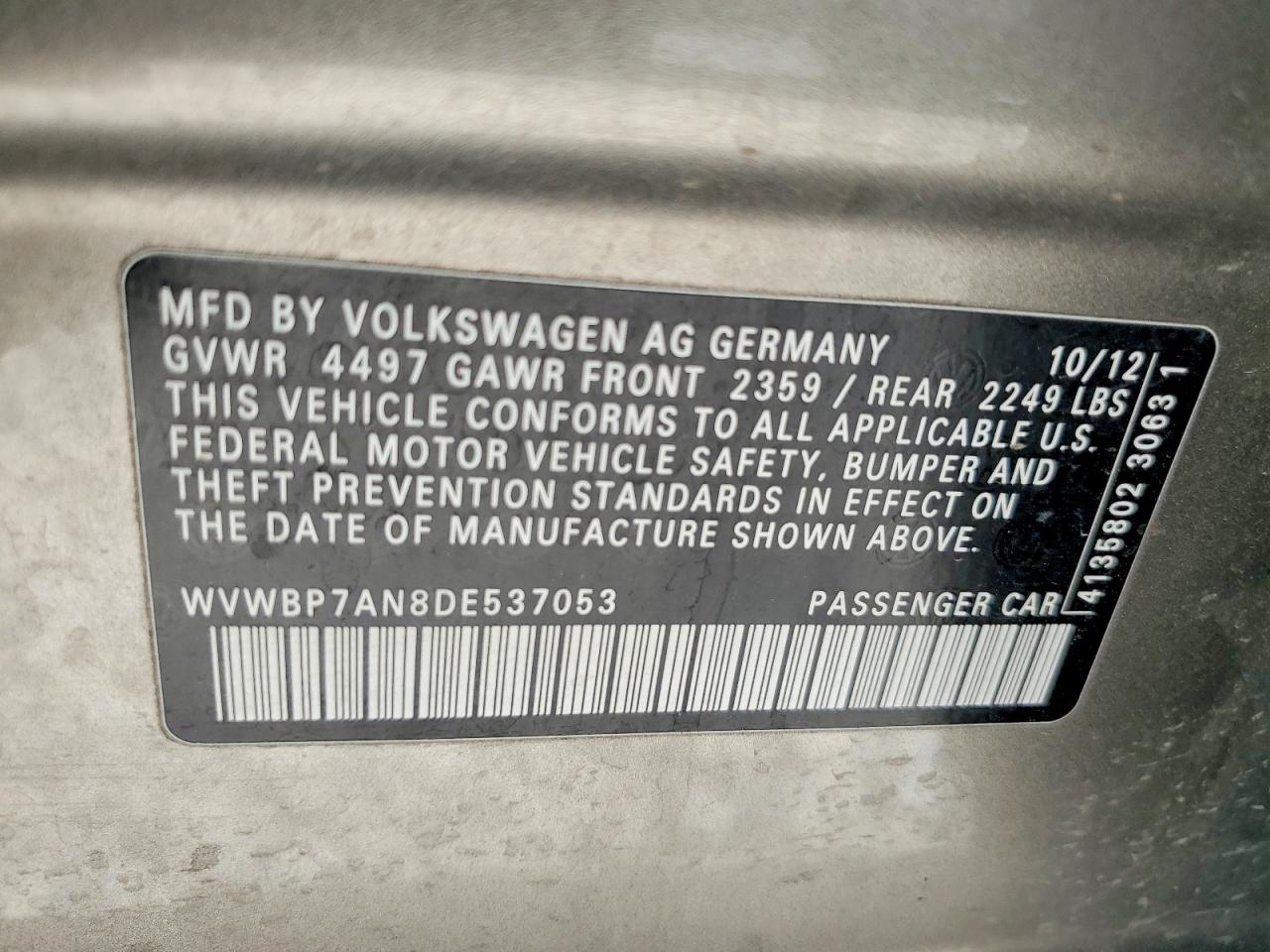 2013 VOLKSWAGEN CC