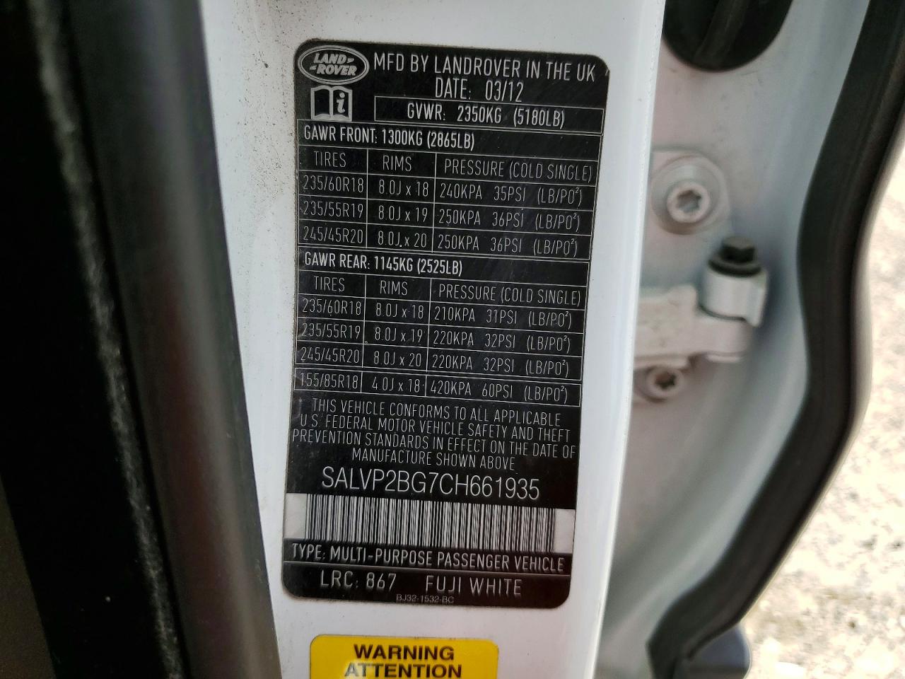 2012 LAND ROVER RANGEROVER
